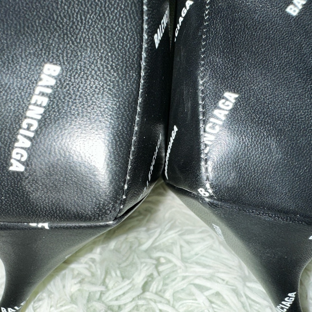 Balenciaga Fringe Knife BB Logo Black Leather Bootie Size 37 - Picture 10 of 16